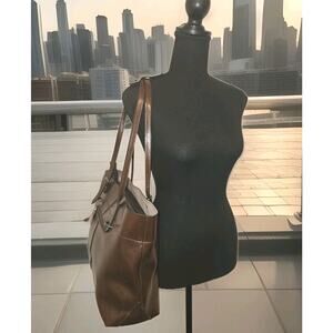 S-zone Brown Leather Tote Shoulder Handbag 17x10x5